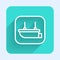 White line Lifeboat icon isolated with long shadow. Green square button. Vector