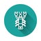 White line Lobster icon isolated with long shadow. Green circle button. Vector.