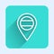 White line Location Russia icon isolated with long shadow. Navigation, pointer, location, map, gps, direction, place
