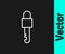 White line Locked key icon isolated on black background. Vector Illustration
