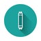 White line Long luminescence fluorescent energy saving lamp icon isolated with long shadow. Green circle button. Vector