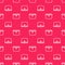 White line Lunch box icon isolated seamless pattern on red background. Vector Illustration