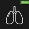 White line Lungs icon isolated on black background. Vector.