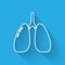 White line Lungs icon isolated with long shadow. Vector.