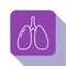 White line Lungs icon isolated on white background. Purple square button. Vector.