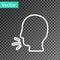 White line Man coughing icon isolated on transparent background. Viral infection, influenza, flu, cold symptom. Tuberculosis,