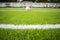 The white Line marking on the artificial green grass footbal, soccer field