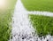 The white Line marking on the artificial green grass footbal, soccer field