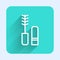 White line Mascara brush icon isolated with long shadow. Green square button. Vector
