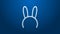 White line Mask with long bunny ears icon isolated on blue background. 4K Video motion graphic animation
