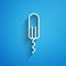 White line Menstruation and sanitary tampon icon isolated on blue background. Feminine hygiene product. Long shadow