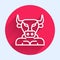 White line Minotaur icon isolated with long shadow. Mythical greek powerful creature the half human bull legendary