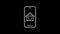 White line Mobile phone with house under protection icon isolated on black background. Protection, safety, security