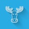 White line Moose head with horns icon isolated with long shadow. Vector