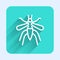 White line Mosquito icon isolated with long shadow. Green square button. Vector