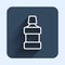 White line Mouthwash plastic bottle icon isolated with long shadow background. Liquid for rinsing mouth. Oralcare