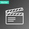 White line Movie clapper icon isolated on transparent background. Film clapper board. Clapperboard sign. Cinema