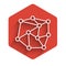 White line Neural network icon isolated with long shadow. Artificial Intelligence. Red hexagon button. Vector