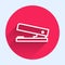 White line Office stapler icon isolated with long shadow. Stapler, staple, paper, cardboard, office equipment. Red