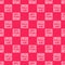 White line Oscilloscope measurement signal wave icon isolated seamless pattern on red background. Vector
