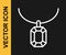 White line Pendant on necklace icon isolated on black background. Vector