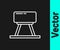 White line Pommel horse icon isolated on black background. Sports equipment for jumping and gymnastics. Vector