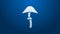 White line Psilocybin mushroom icon isolated on blue background. Psychedelic hallucination. 4K Video motion graphic