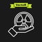 White line Radioactive in hand icon isolated on black background. Radioactive toxic symbol. Radiation Hazard sign