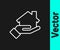 White line Realtor icon isolated on black background. Buying house. Vector Illustration