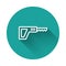 White line Reciprocating saw and saw blade icon isolated with long shadow background. Green circle button. Vector