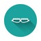 White line Safety goggle glasses icon isolated with long shadow. Green circle button. Vector Illustration