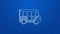 White line School Bus icon isolated on blue background. Public transportation symbol. 4K Video motion graphic animation