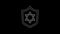 White line Shield with Star of David icon isolated on black background. Jewish religion symbol. Symbol of Israel. 4K