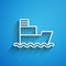 White line Ship icon isolated on blue background. Insurance concept. Security, safety, protection, protect concept. Long