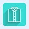 White line Shirt icon isolated with long shadow background. T-shirt. Green square button. Vector