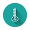 White line Sitar classical music instrument icon isolated with long shadow. Green circle button. Vector
