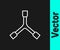 White line Skateboard Y-tool icon isolated on black background. Vector
