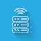 White line Smart Server, Data, Web Hosting icon isolated with long shadow. Internet of things concept with wireless