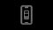 White line Smartphone battery charge icon isolated on black background. Phone with a low battery charge. 4K Video motion