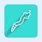 White line Snake icon isolated with long shadow. Green square button. Vector