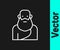 White line Socrates icon isolated on black background. Sokrat ancient greek Athenes ancient philosophy. Vector