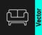 White line Sofa icon isolated on black background. Vector
