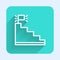 White line Stair with finish flag icon isolated with long shadow. Career growth business concept. Concept of business