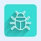 White line System bug concept icon isolated with long shadow. Code bug concept. Bug in the system. Bug searching. Green