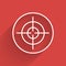 White line Target sport icon isolated with long shadow. Clean target with numbers for shooting range or shooting. Vector