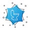 White line Toilet bowl icon isolated on white background. Blue hexagon button. Vector