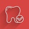 White line Tooth whitening concept icon isolated with long shadow. Tooth symbol for dentistry clinic or dentist medical