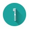 White line Toothbrush icon isolated with long shadow. Green circle button. Vector