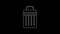 White line Trash can icon isolated on black background. Garbage bin sign. Recycle basket icon. Office trash icon. 4K