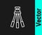White line Tripod icon isolated on black background. Vector